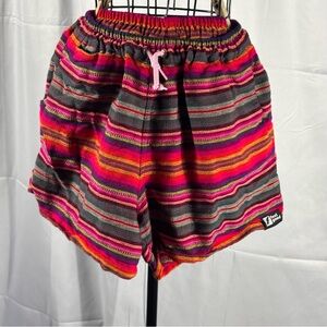 Striped Pink & Gray Athletic Shorts with Drawstring